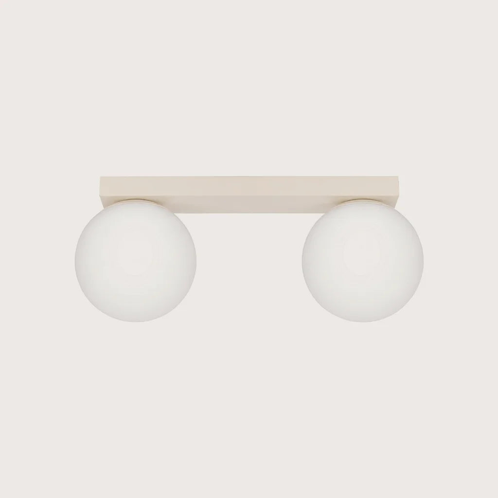Plafonnier boules en verre opalin, coloris beige (2 lumières)