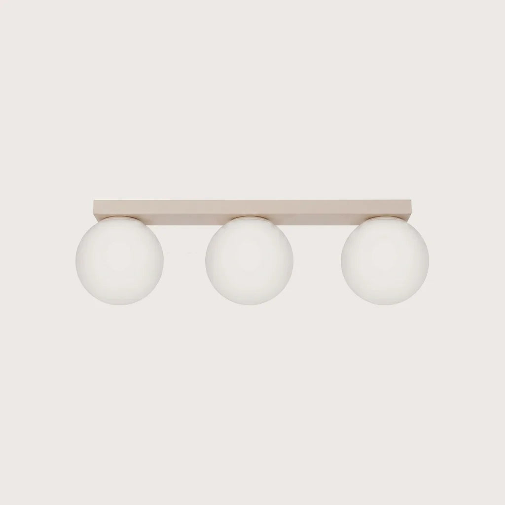 Plafonnier boules en verre opalin, coloris beige (3 lumières)