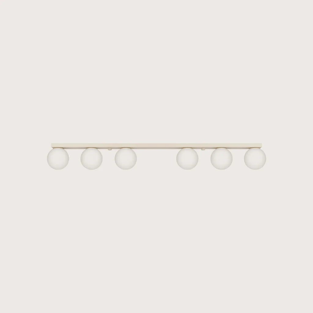 Plafonnier boules en verre opalin, coloris beige (6 lumières)