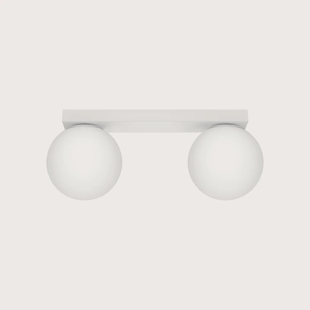 Plafonnier boules en verre opalin, coloris blanc (2 lumières)