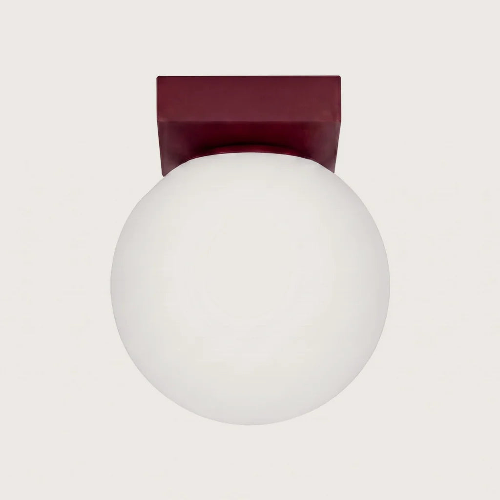 Plafonnier boules en verre opalin, coloris bordeaux (1 lumière)