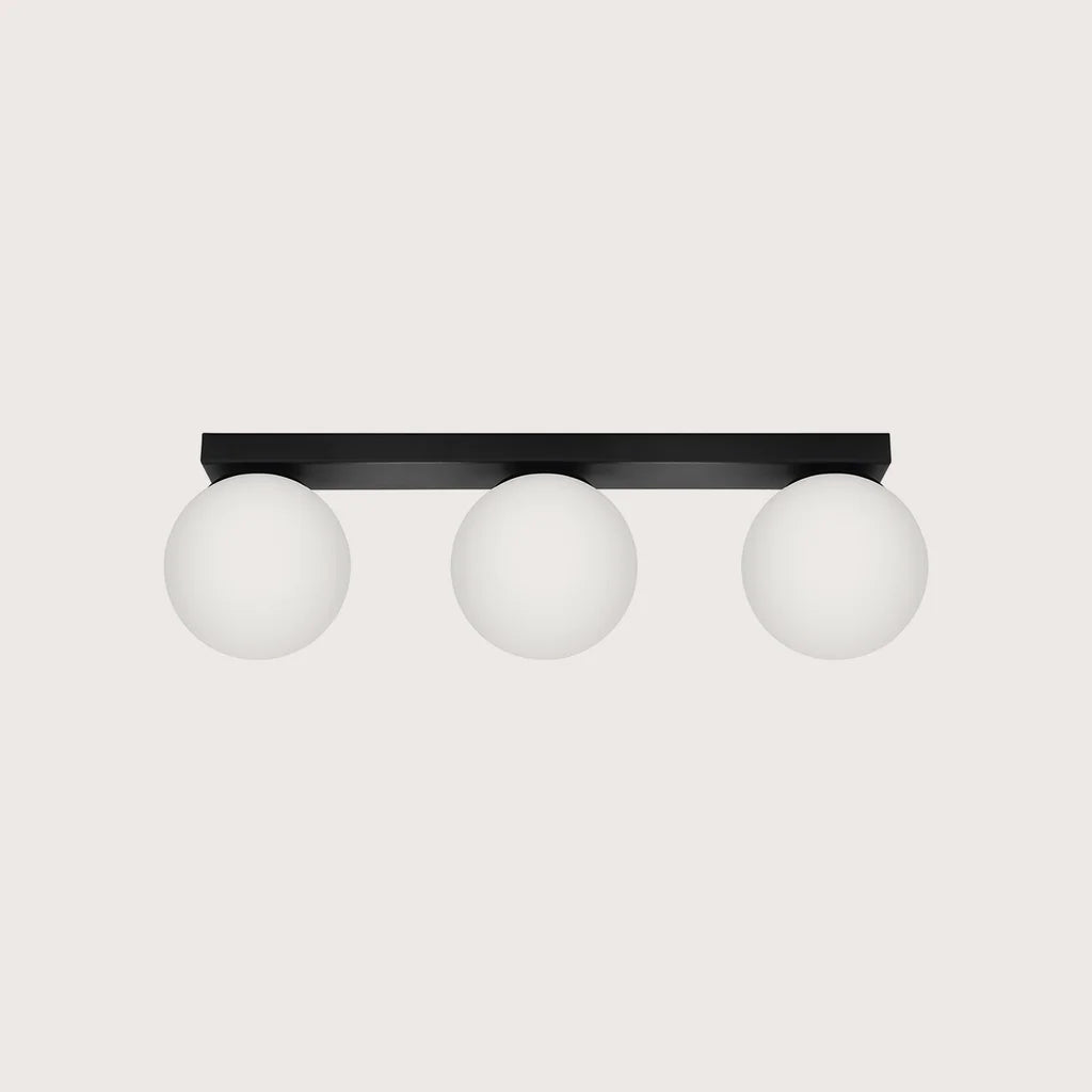 Plafonnier boules en verre opalin, coloris noir (3 lumières)