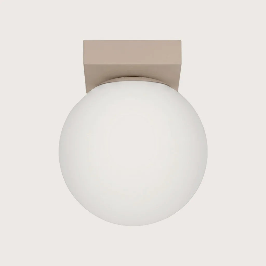 Plafonnier boules en verre opalin, coloris taupe (1 lumière)