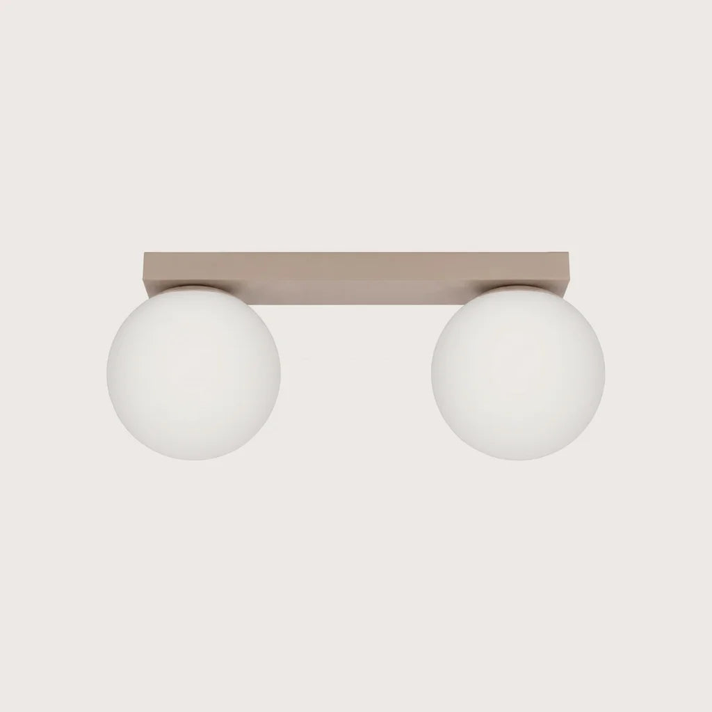 Plafonnier boules en verre opalin, coloris taupe (2 lumières)