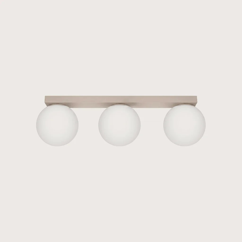Plafonnier boules en verre opalin, coloris taupe (3 lumières)