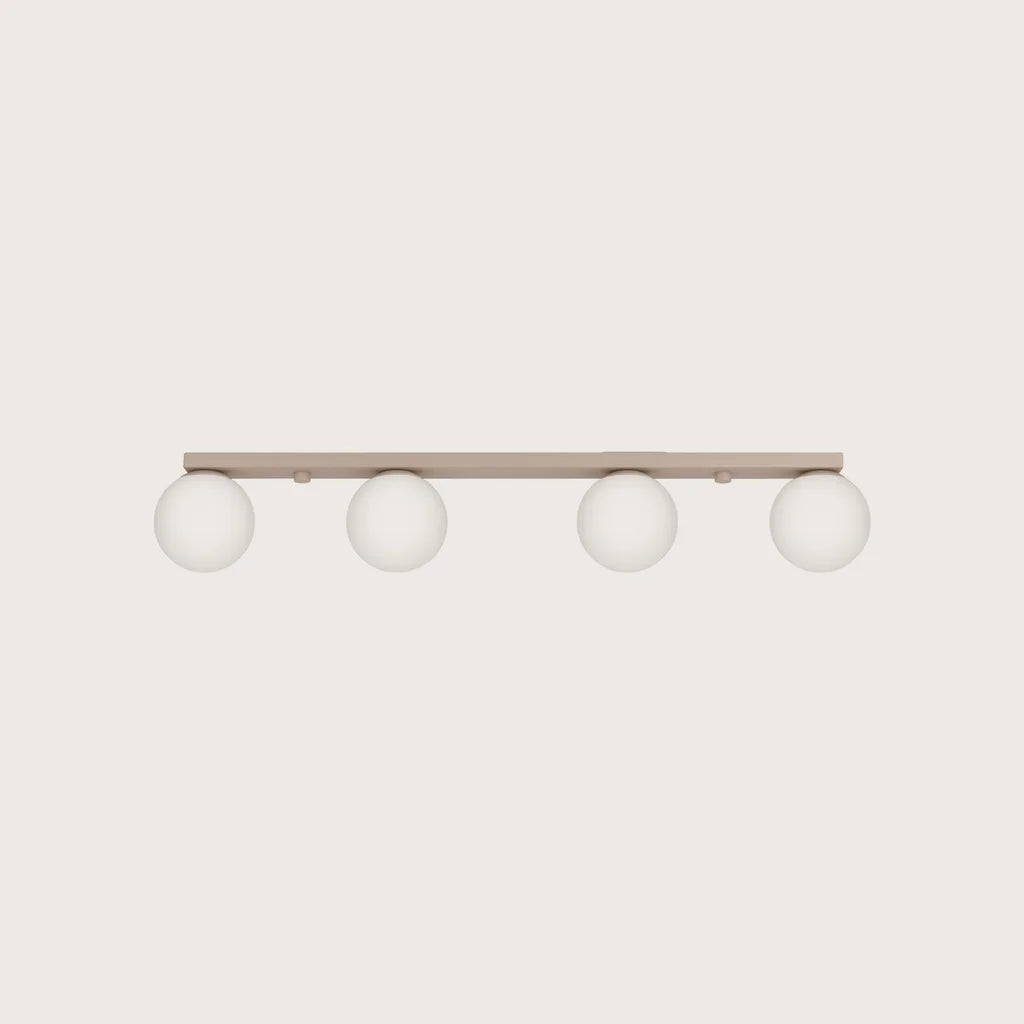 Plafonnier boules en verre opalin, coloris taupe (4 lumières)