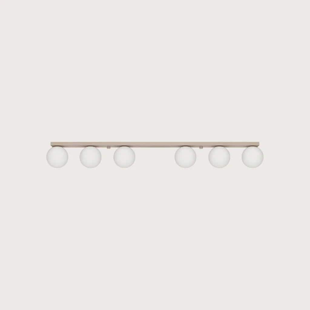 Plafonnier boules en verre opalin, coloris taupe (6 lumières)