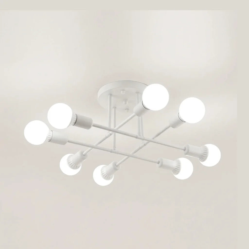 Plafonnier 8 bras blanc, modèle I