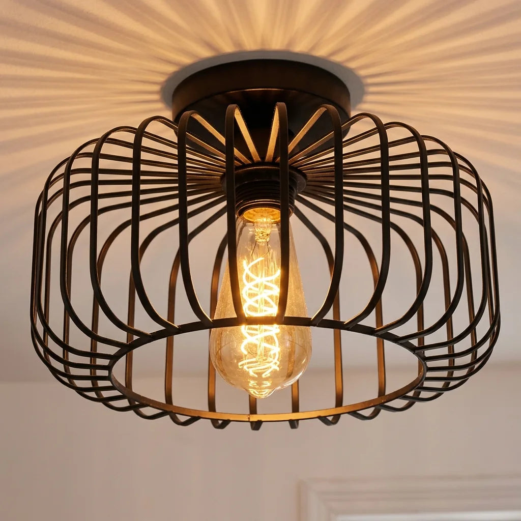 Ombres rayonnantes du plafonnier cage au plafond