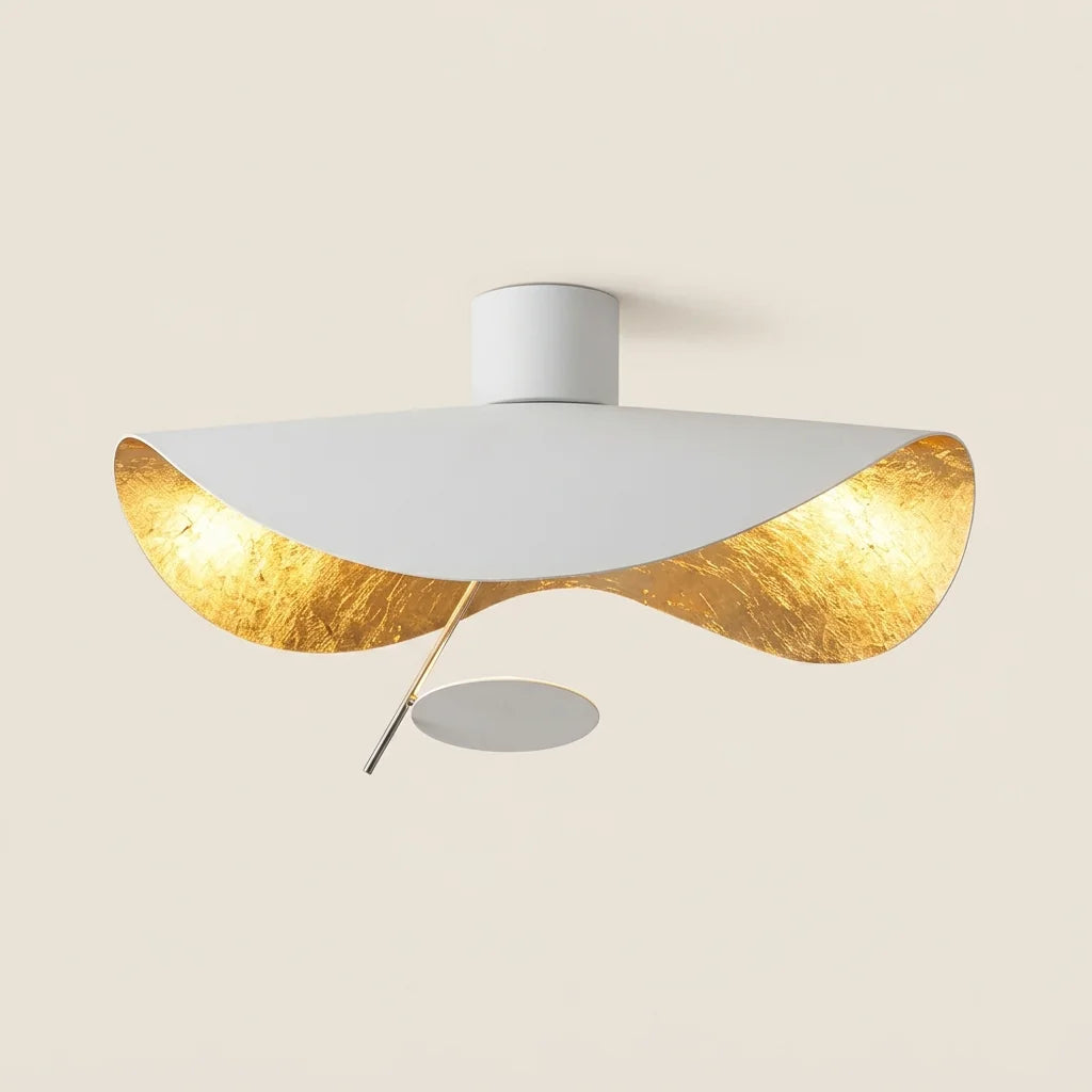 Version plafonnier blanche à intérieur feuille d’or