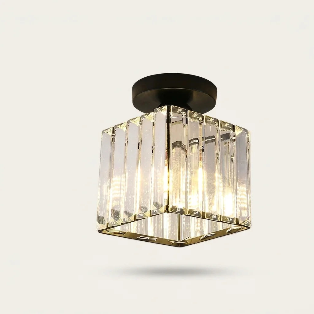 Plafonnier cristal modèle A carré, structure noire