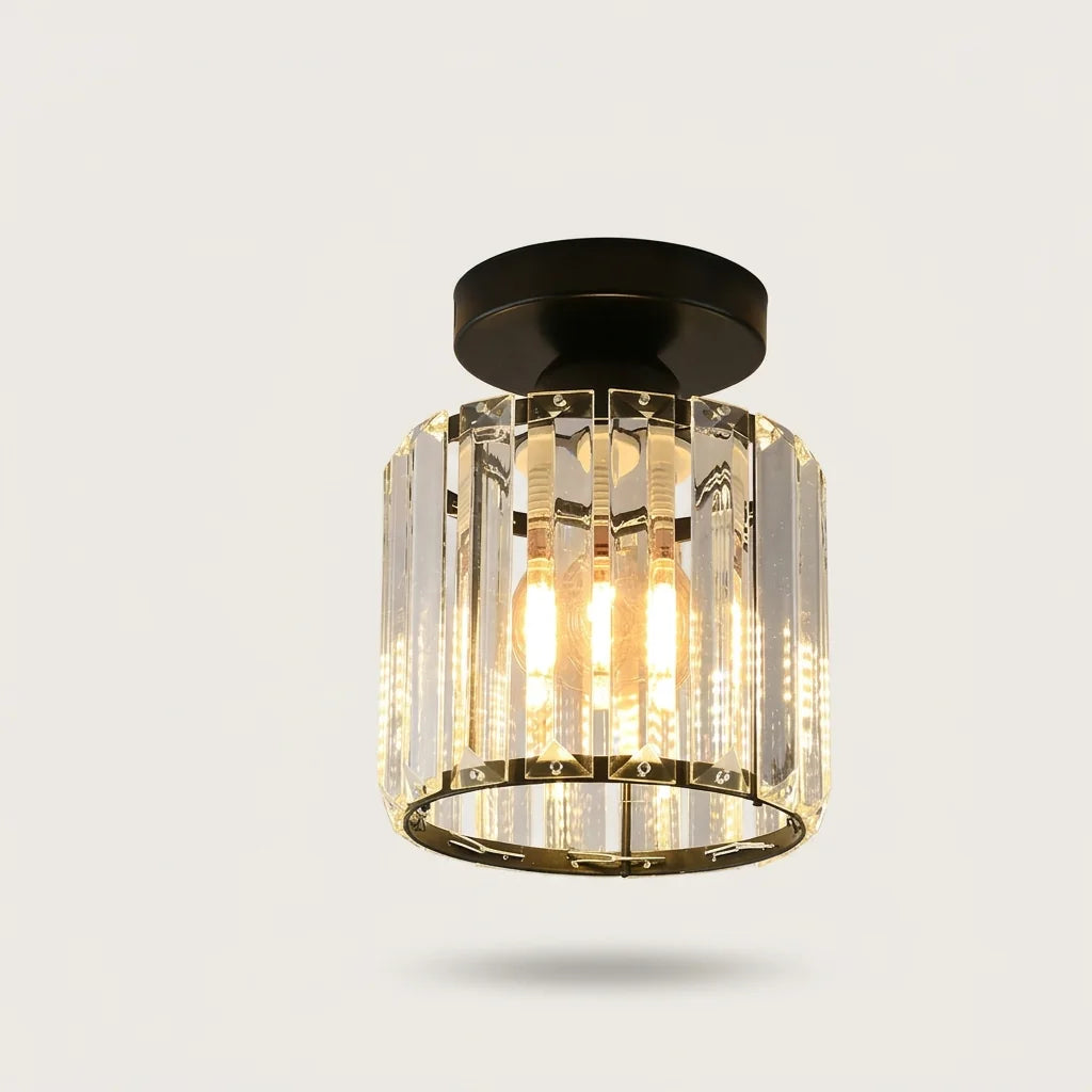 Plafonnier cristal modèle B cylindrique, structure noire