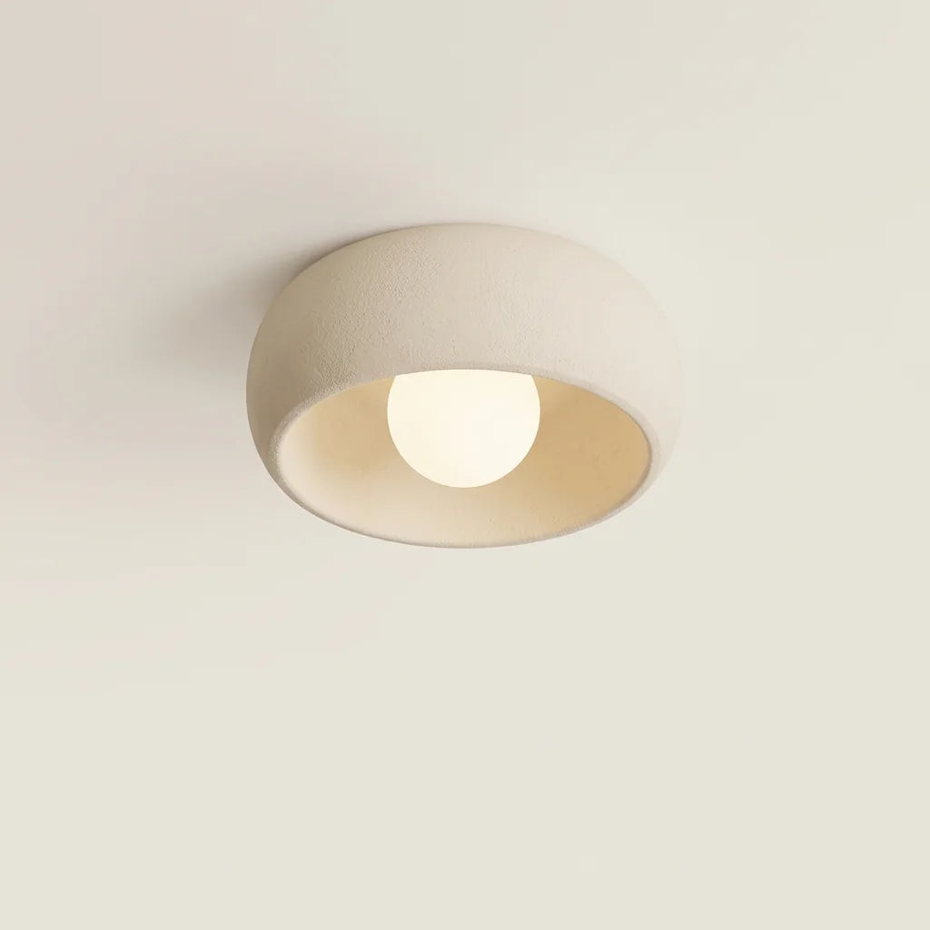 Plafonnier dôme wabi-sabi blanc à surface texturée