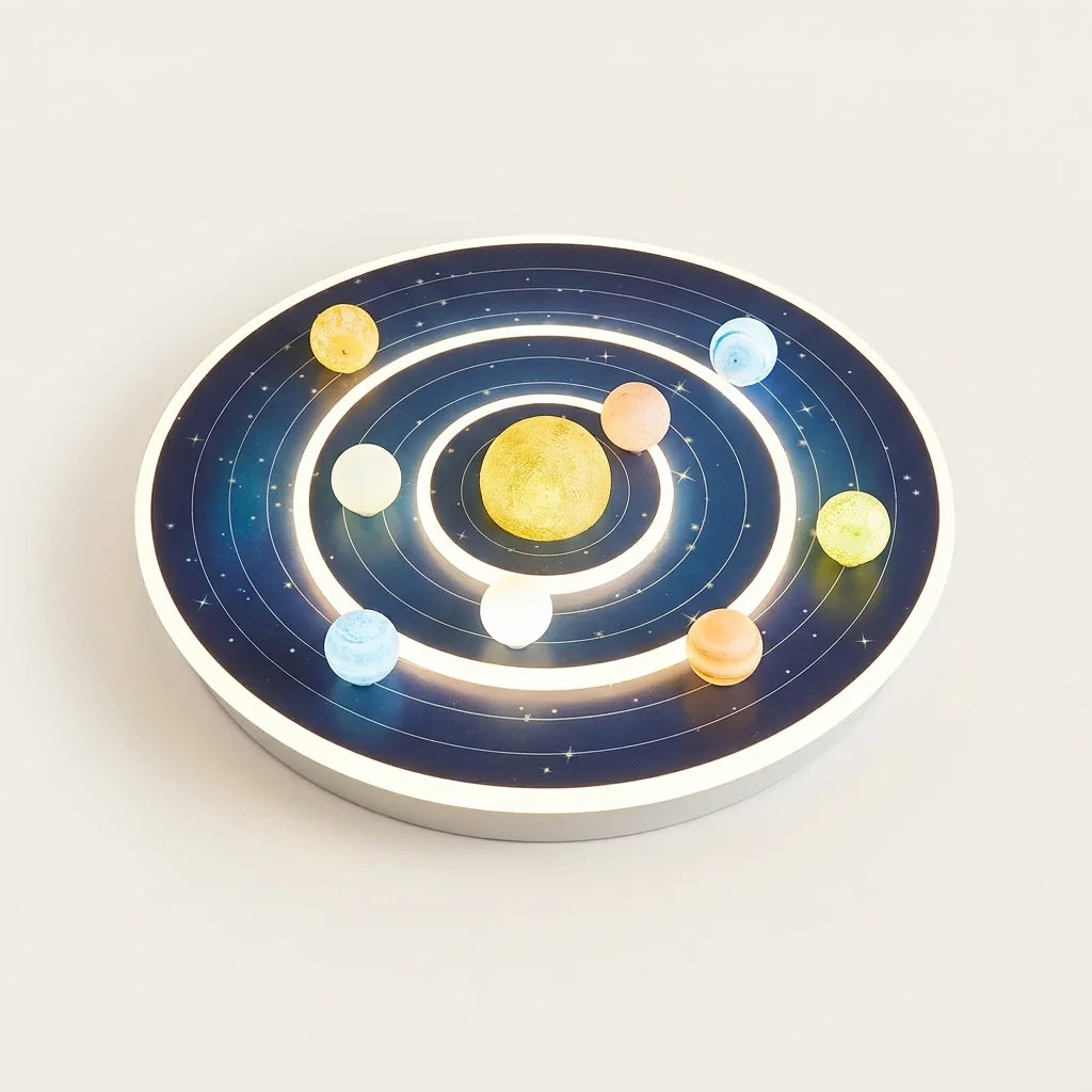 Plafonnier LED enfant système solaire, version bleu galaxie