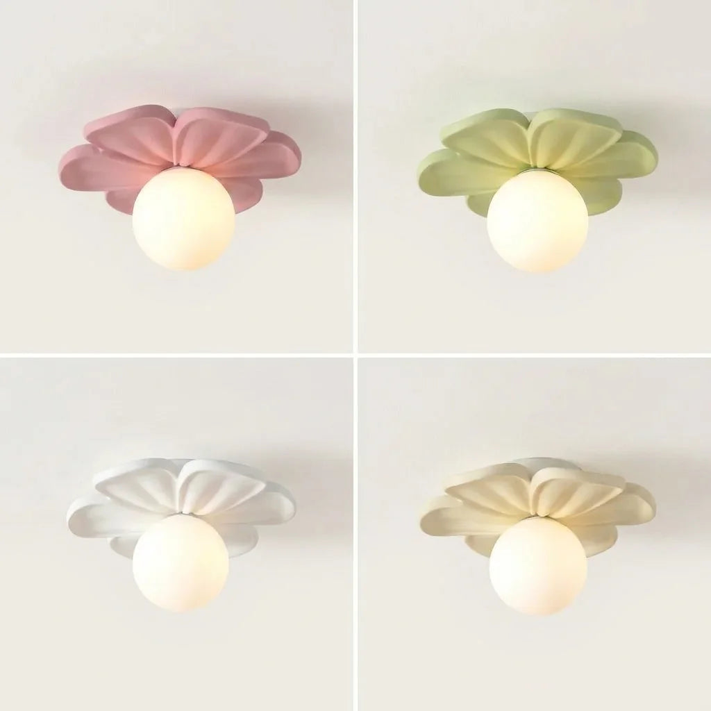 Le plafonnier fleur dans ses quatre couleurs pastel