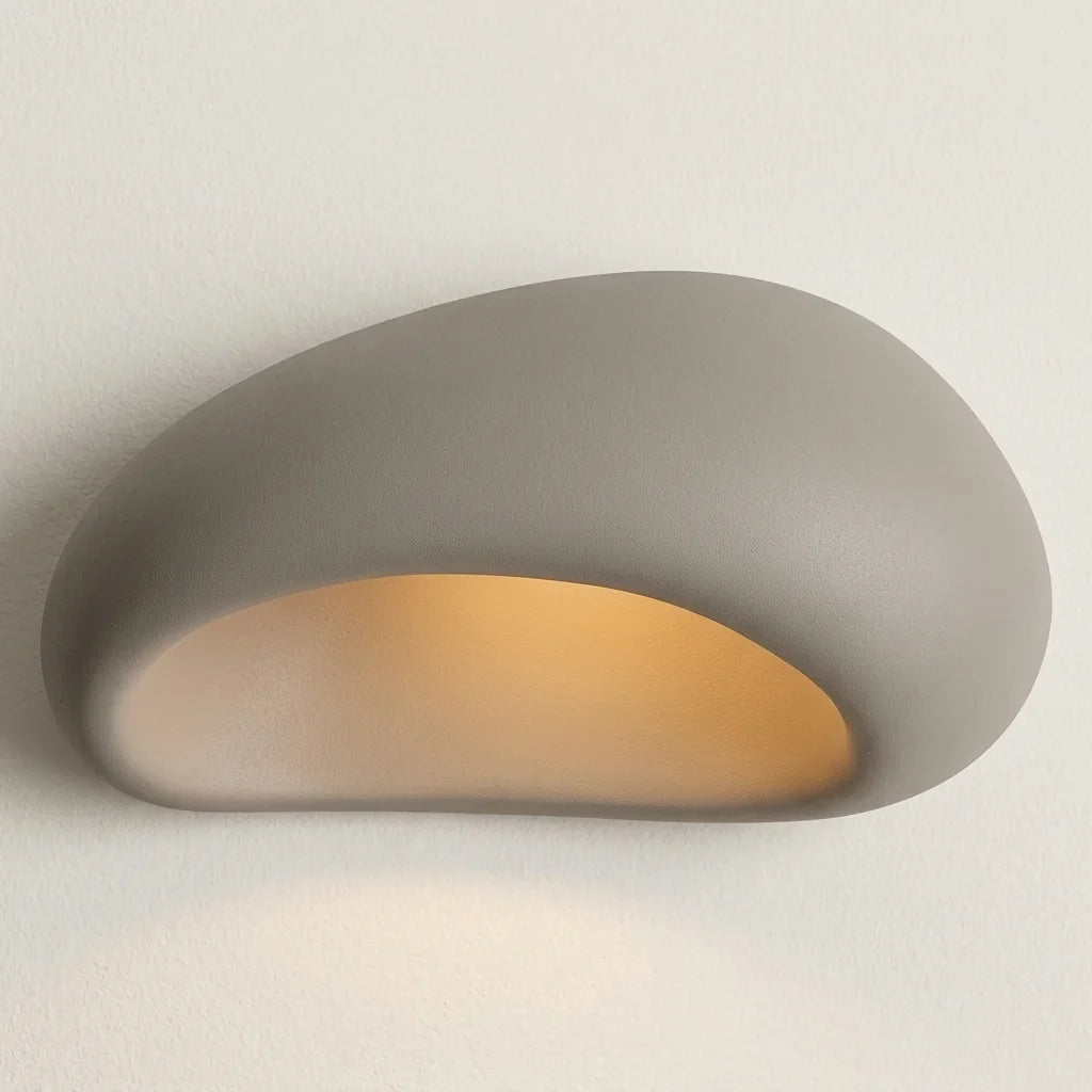 Plafonnier galet en résine gris mat
