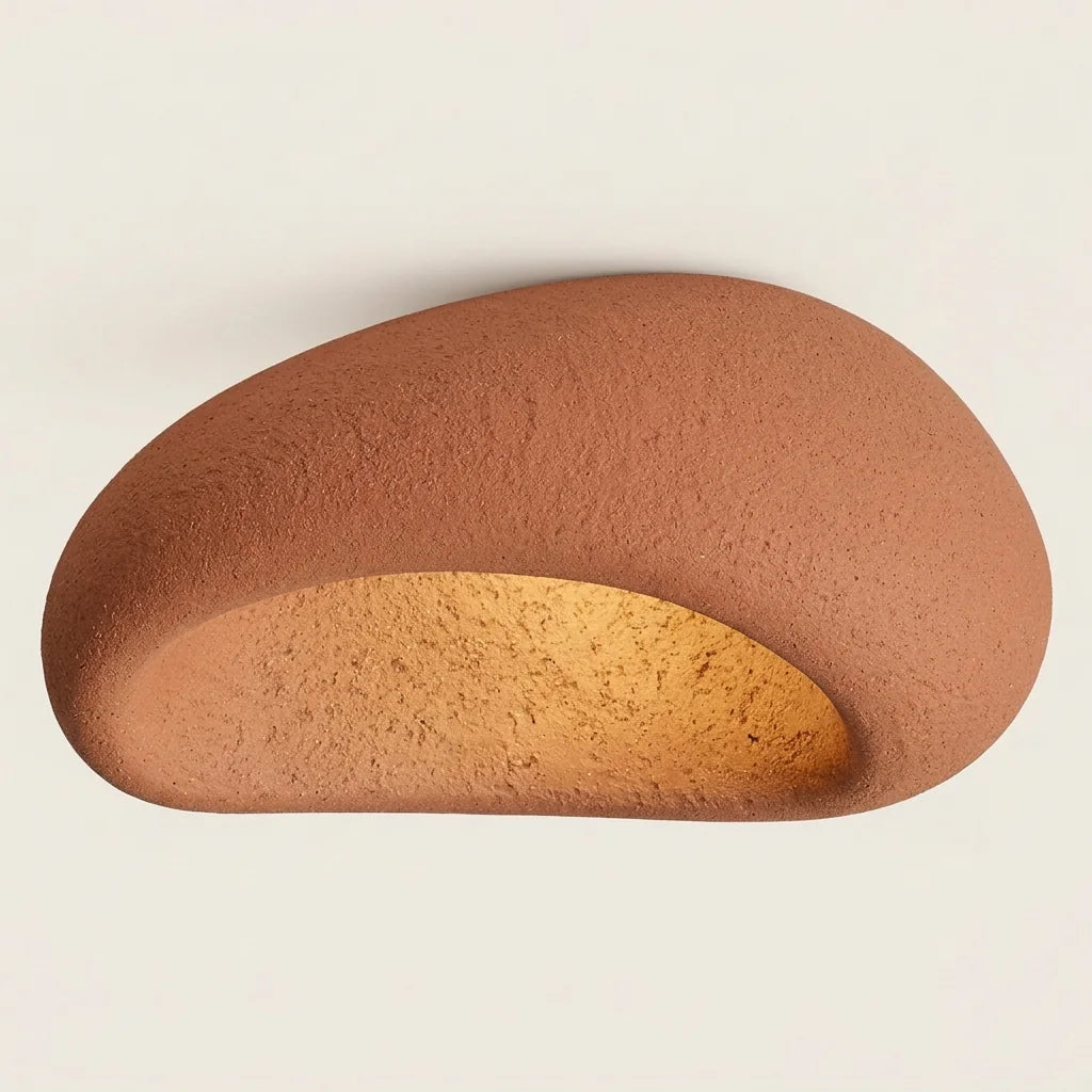 Plafonnier galet en résine terracotta