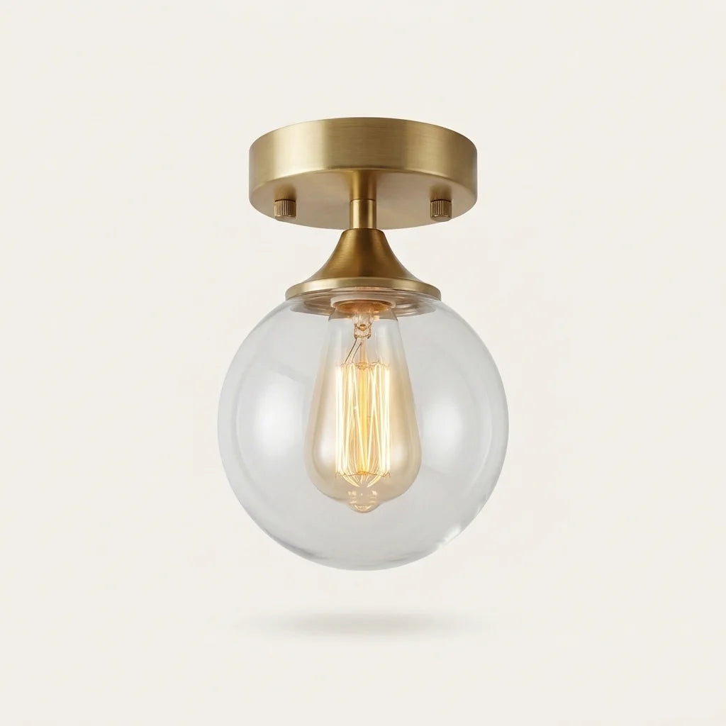 Plafonnier modèle A, globe en verre transparent