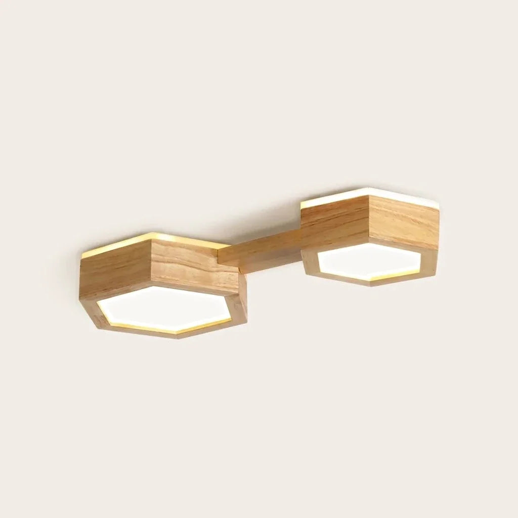 Deux hexagones en bois reliés, modèle A