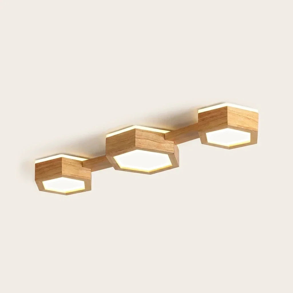 Trois hexagones en bois reliés, modèle A