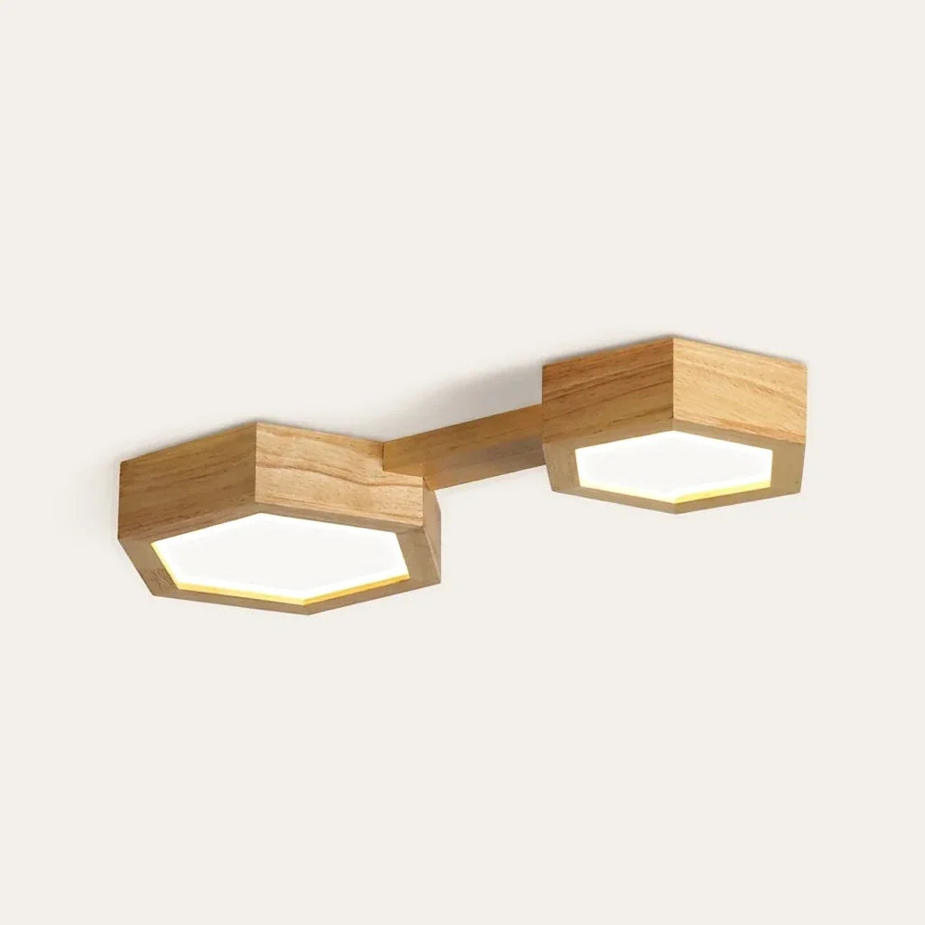 Deux hexagones en bois reliés, modèle B