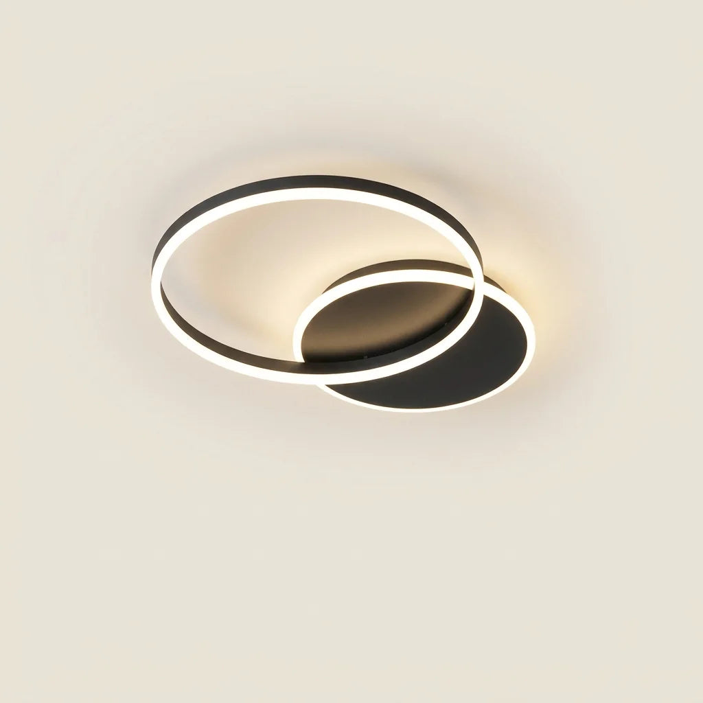 Plafonnier LED à un anneau noir et disque