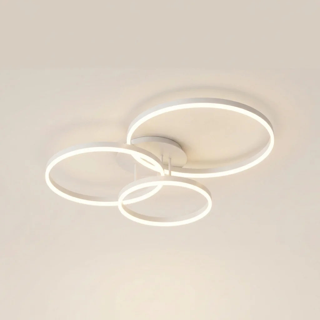 Plafonnier LED à trois anneaux blancs