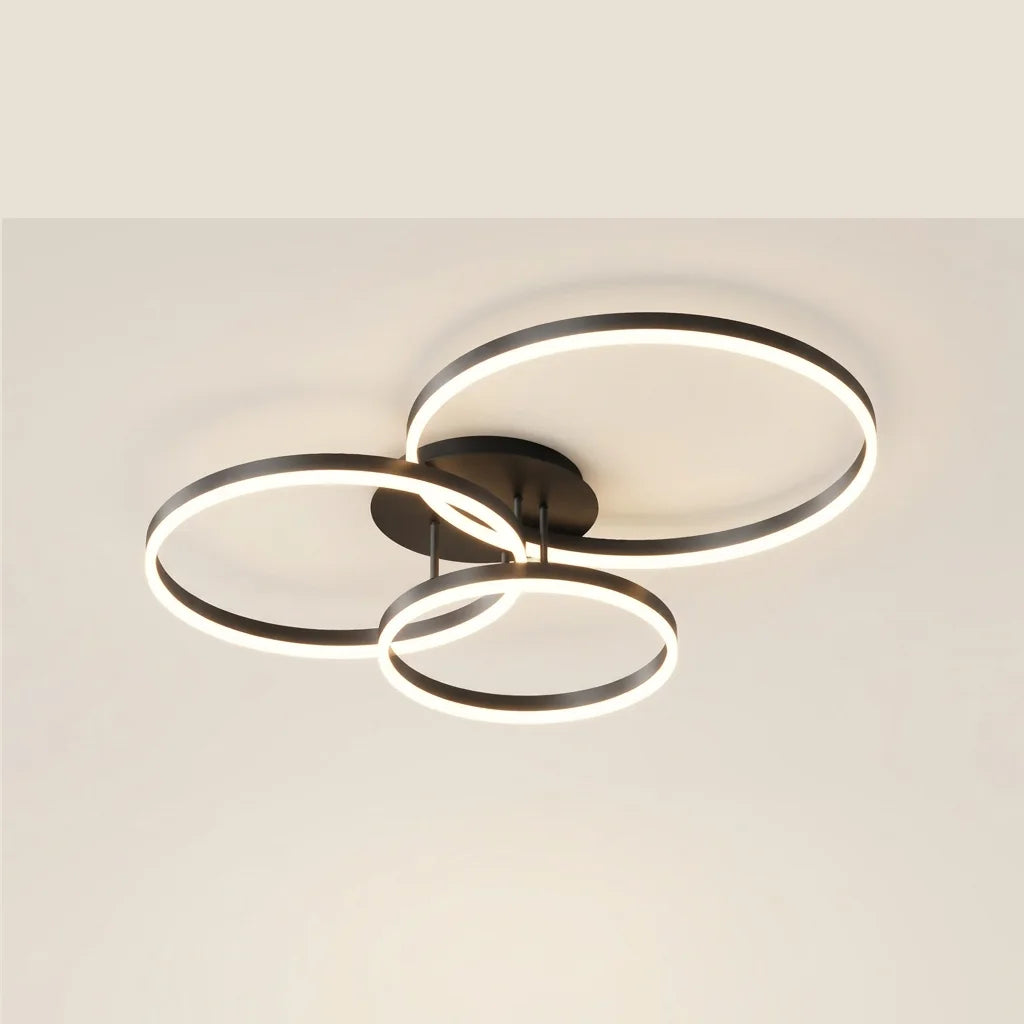 Plafonnier LED à trois anneaux noirs