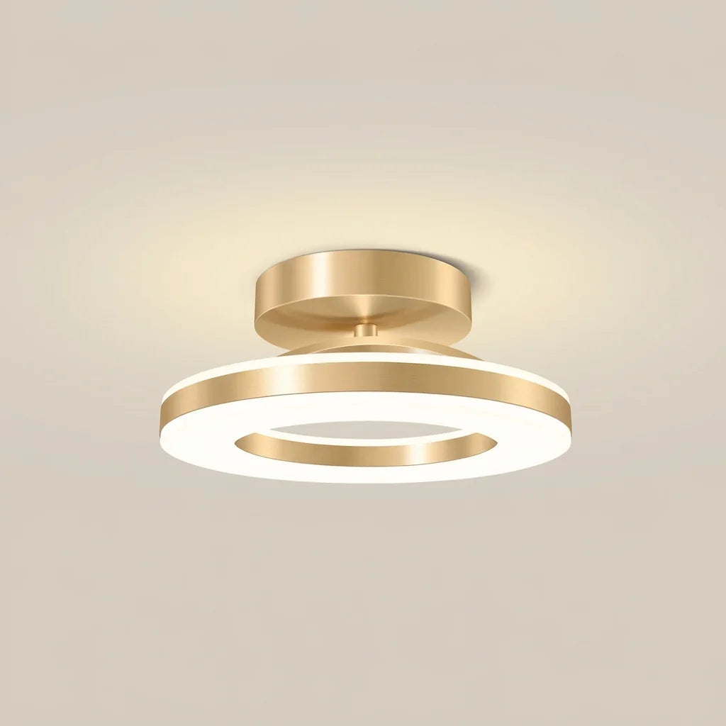 Plafonnier LED anneau doré, diffuseur lumineux