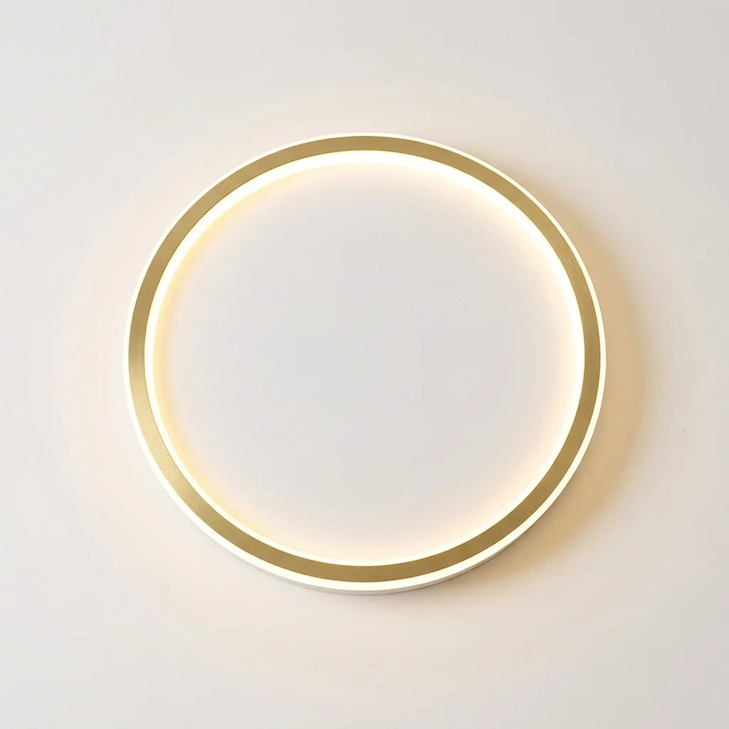 Plafonnier LED rond à fin anneau, cadre doré
