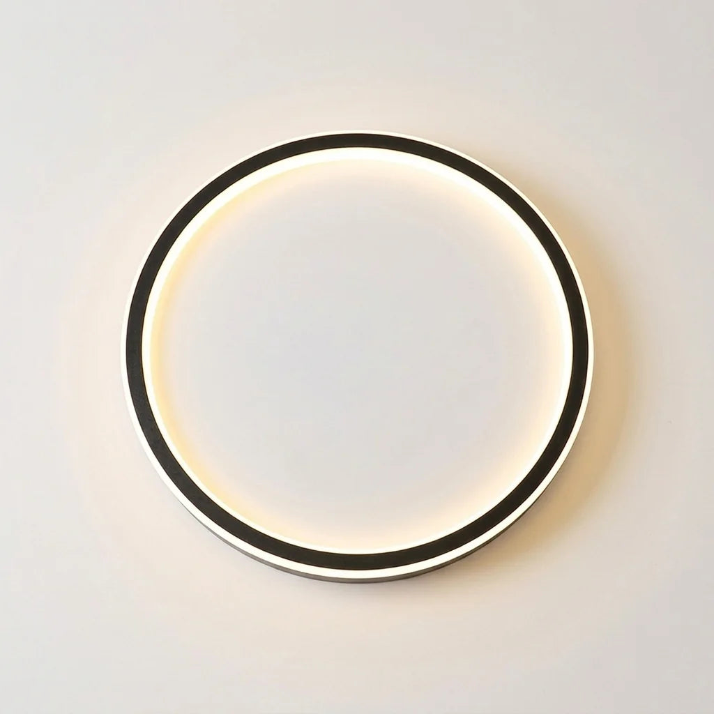 Plafonnier LED rond à fin anneau, cadre noir