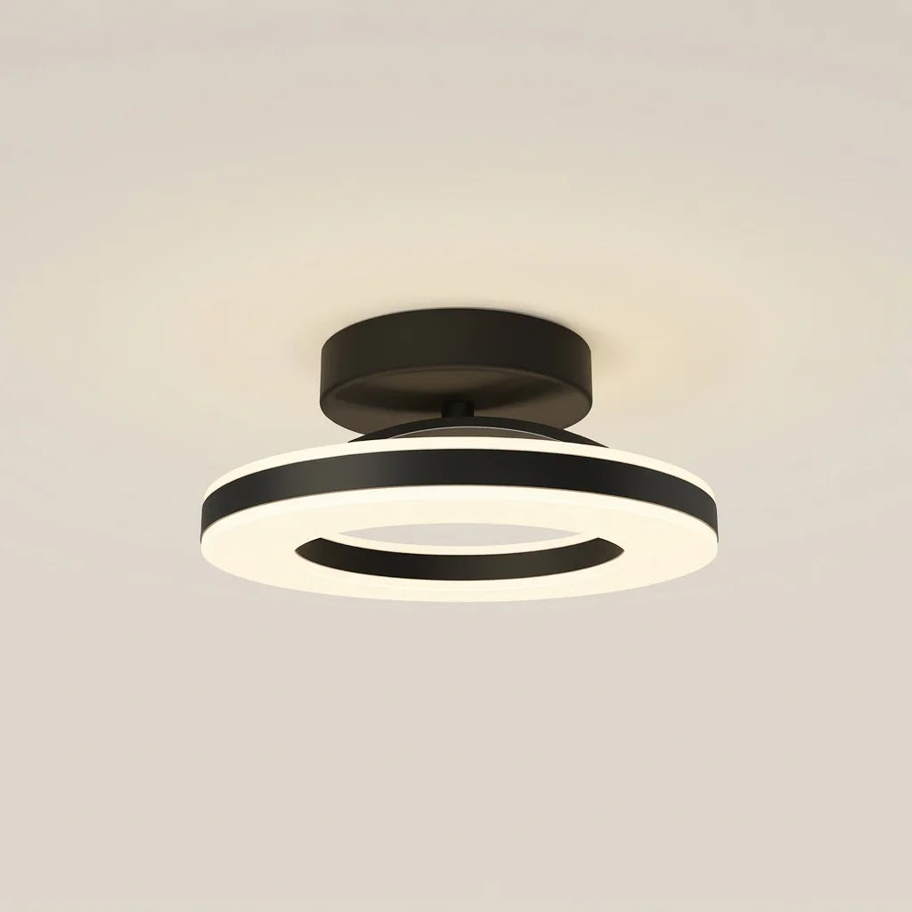 Plafonnier LED anneau noir, diffuseur lumineux