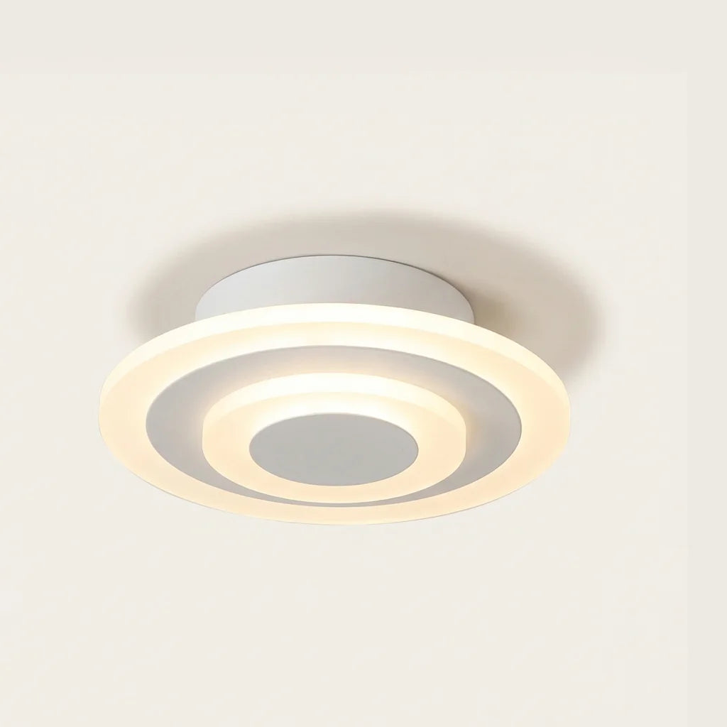 Plafonnier LED rond à anneaux acryliques, blanc