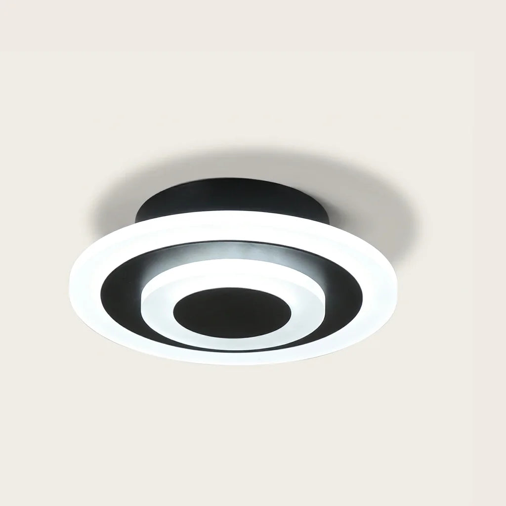 Plafonnier LED rond à anneaux acryliques, noir