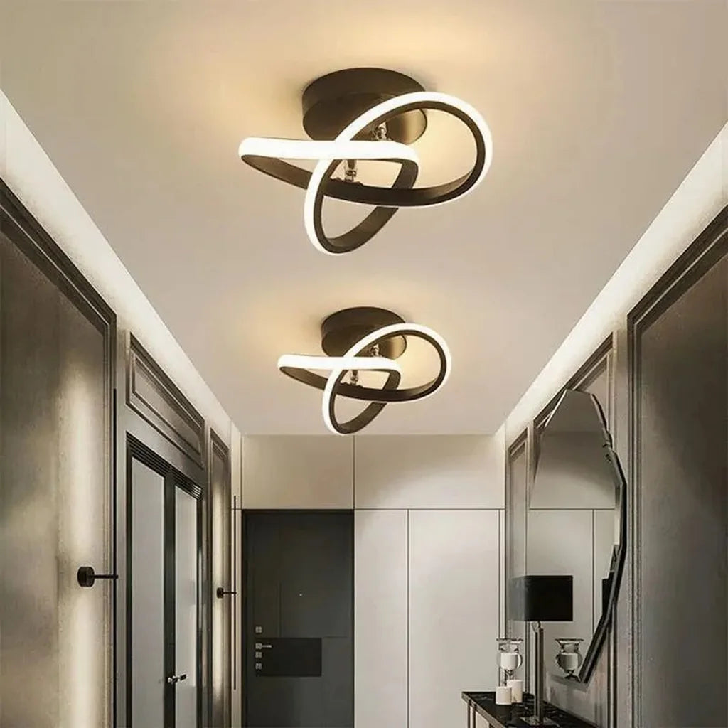 Plafonniers boucle dans un couloir moderne