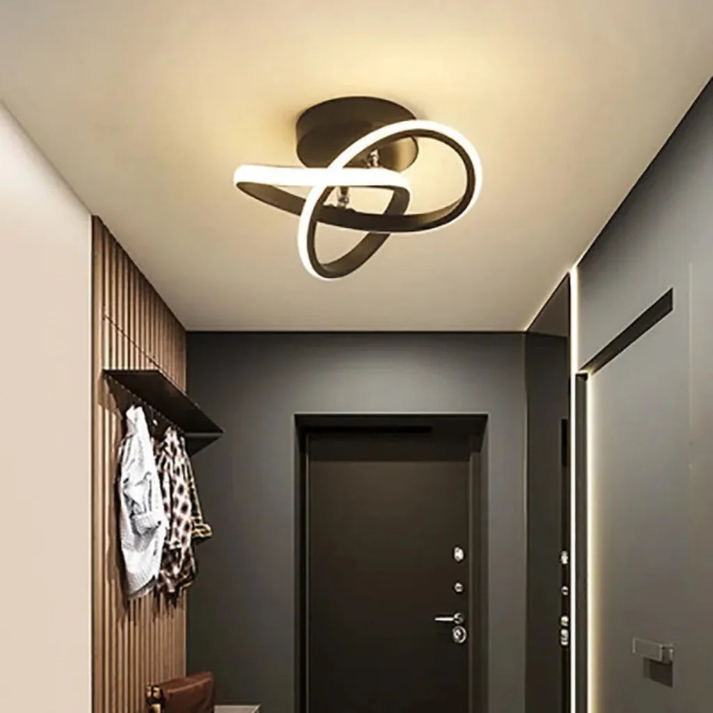 Plafonnier boucle noir dans une entrée