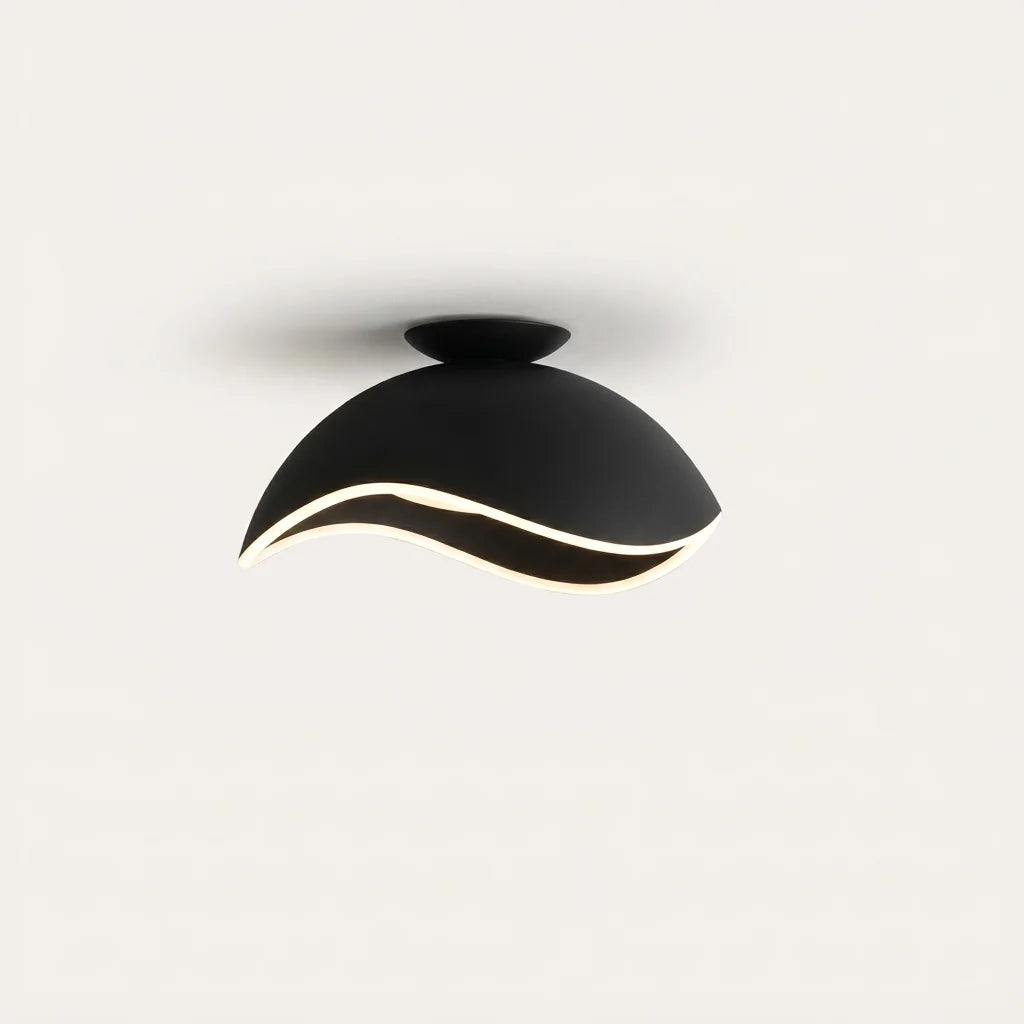 Plafonnier LED en coupole ondulée noire