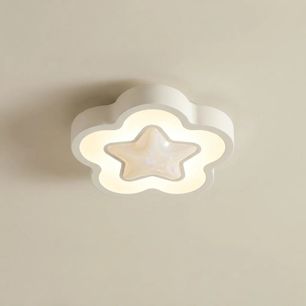 Plafonnier LED blanc à forme de fleur étoilée (D)