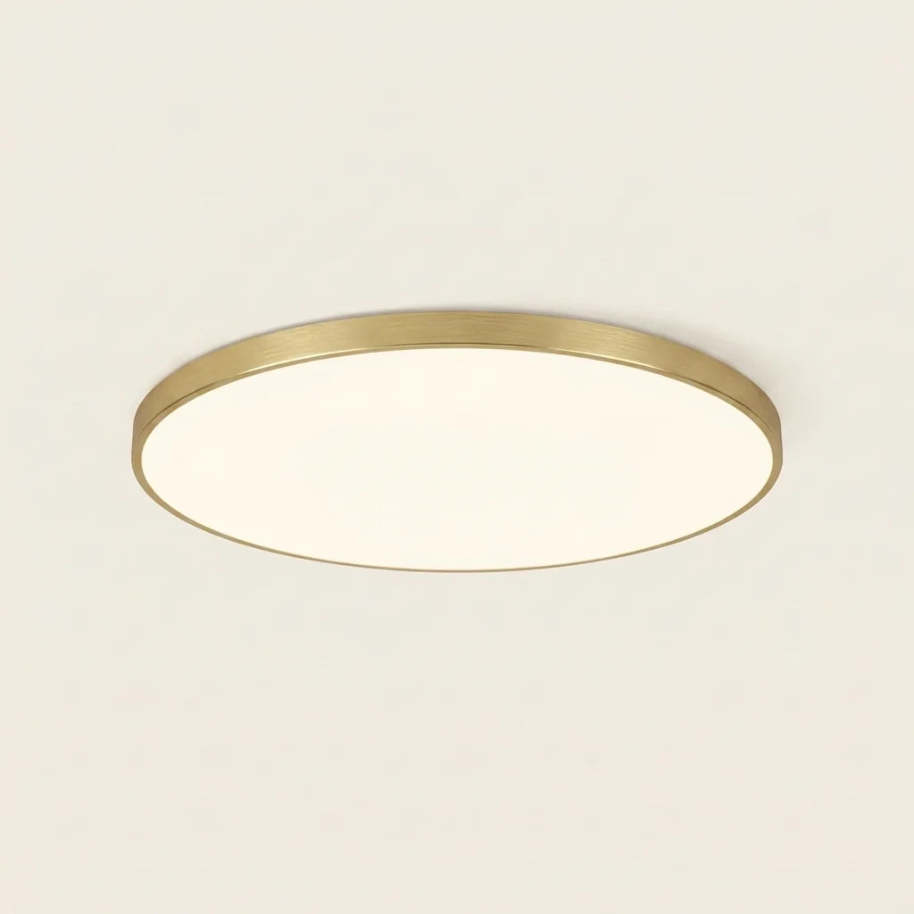Plafonnier LED étanche extra-plat à contour doré