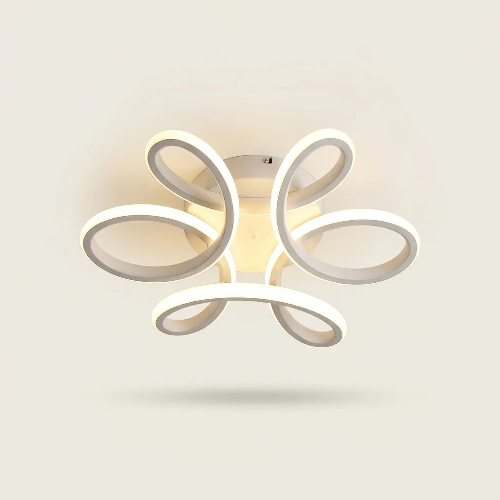 Plafonnier LED fleur compact à trois pétales, blanc, 24 cm