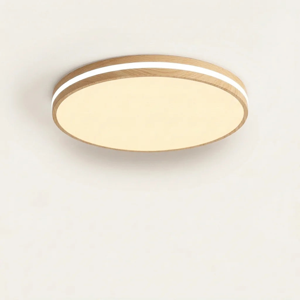Plafonnier LED macaron effet bois, modèle A