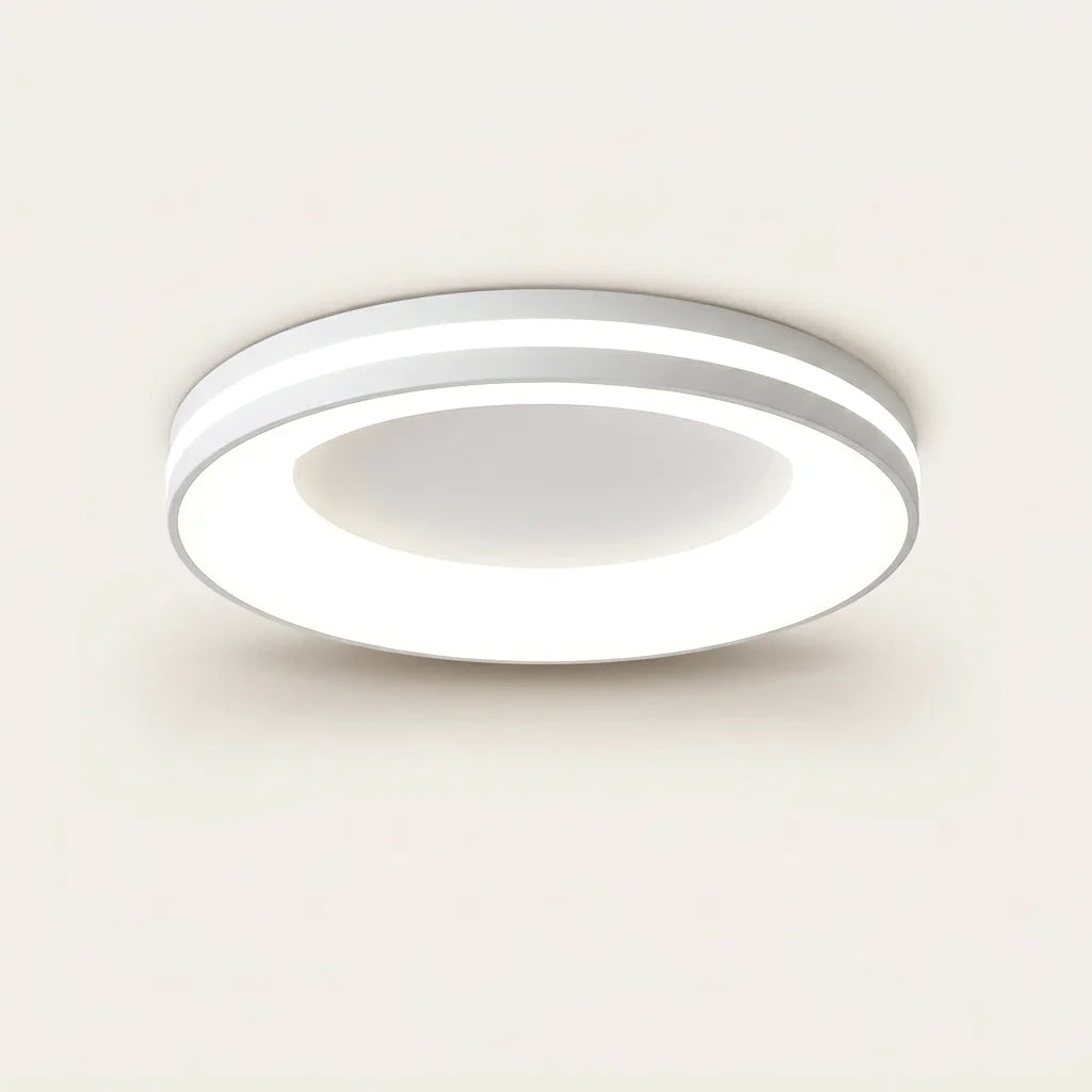 Plafonnier LED macaron blanc, modèle B à anneau lumineux
