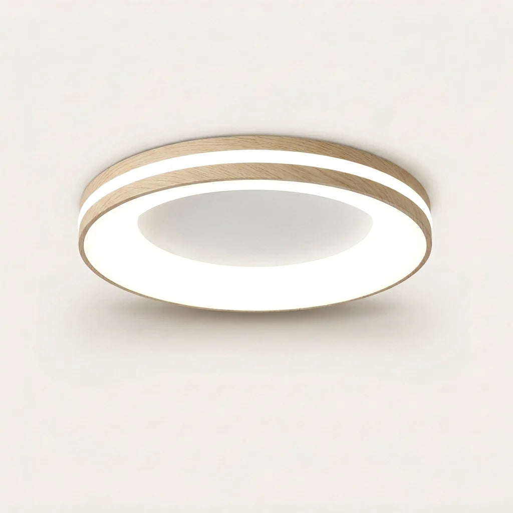 Plafonnier LED macaron effet bois, modèle B