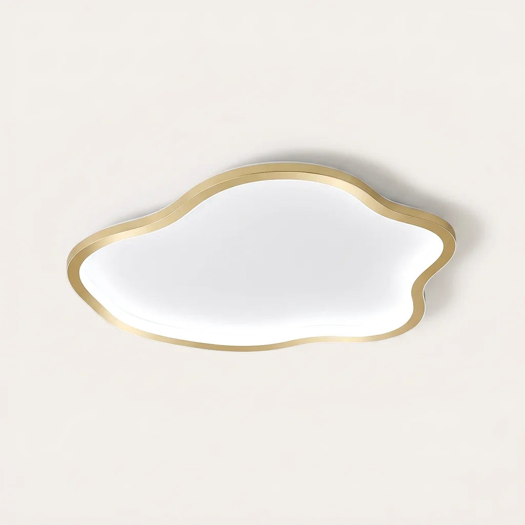 Plafonnier LED en forme de nuage à bordure dorée
