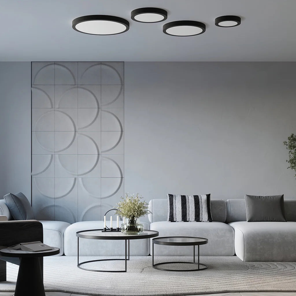 Plafonnier led rond extra-plat dans un salon
