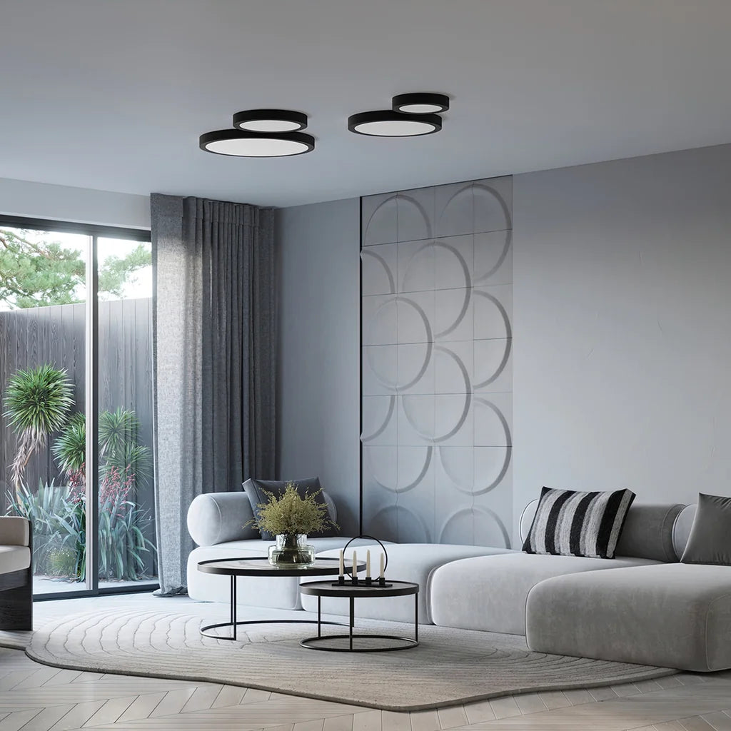 Plafonnier led rond extra-plat dans un salon