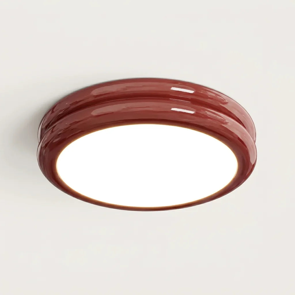 Plafonnier LED rond à moulures, rouge