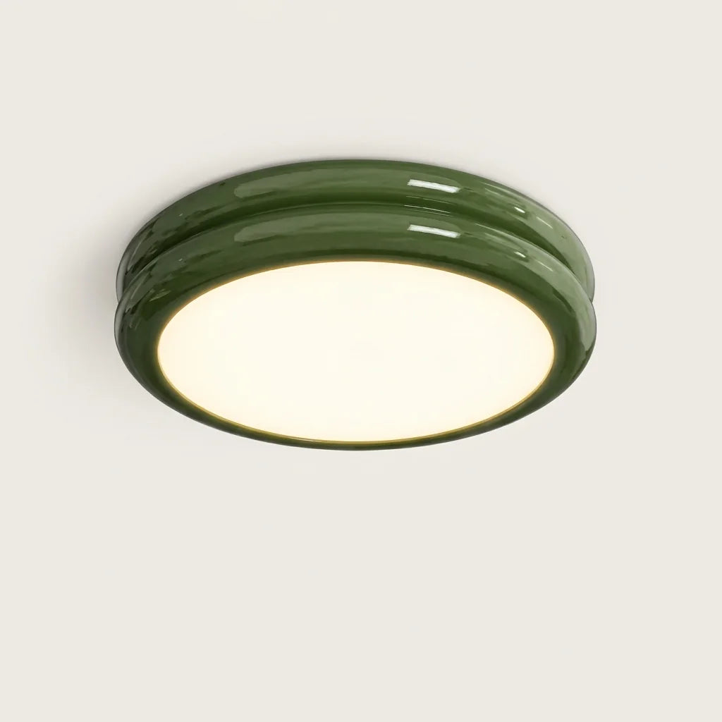 Plafonnier LED rond à moulures, vert