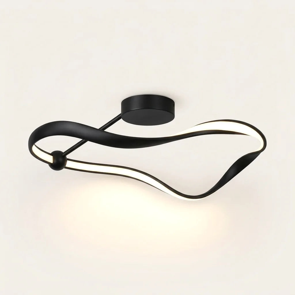 Plafonnier LED ruban torsadé noir, Ø 50 cm