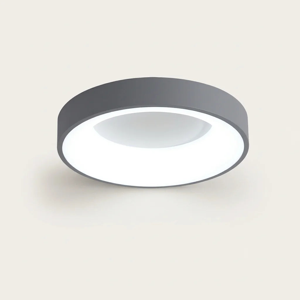 Plafonnier LED tambour extra-plat gris